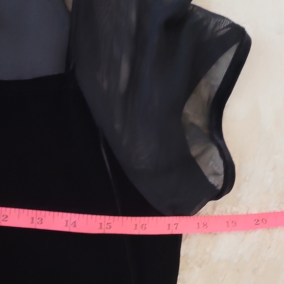 Y2K NoBo Velvet Mini Dress Size L Black Sheer Short Sleeve Whimsigoth Square Nec - Picture 12 of 15